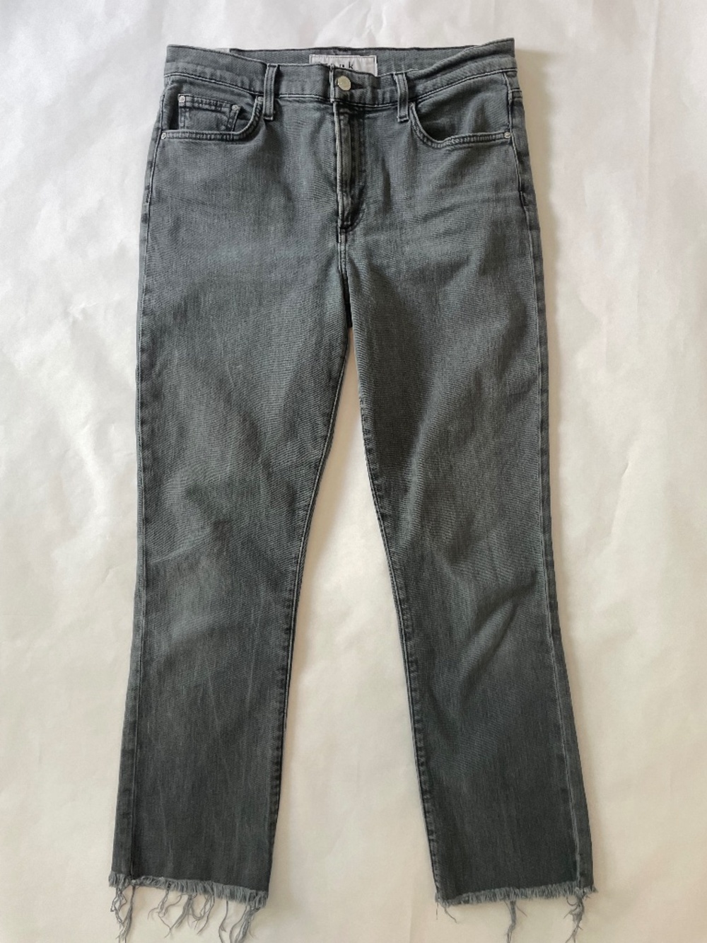 Frank & Eileen Cork Straight Leg Jeans, High Rise Crop Black Gray Denim, Size 29